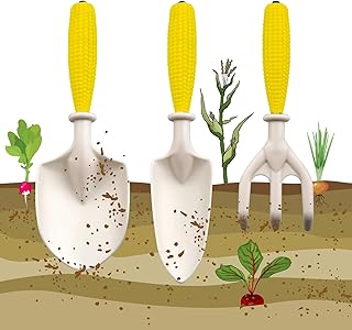 子供用ガーデニングツールセット レーキ付き | 3点セット ミニシャベル レーキ おもちゃ | お子様向け園芸ツール,植え付け・掘削用 家族 男女の子 庭 芝生 屋外向け