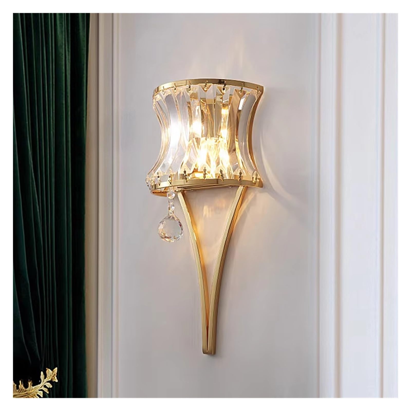 ZTCHSENZT Luxury Crystal Simple Wall Lamp Bedroom Bedside Creative Postmodern for Living Room Background Corridor Aisle Teardrop Lighting ?,Gold-Warm light