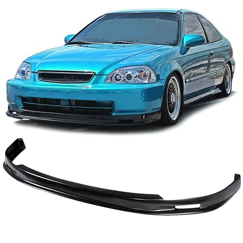 Compatible con/Reemplazo para el Lip de Parachoques Frontal, Spoiler Frontal PU Estilo MU de Color Negro, Adecuado para Honda Civic Coupe Hatchback Sedan 1996 1997 1998