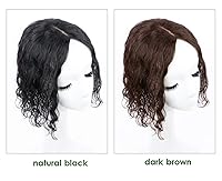 Vista 7 de LXUE Peluca de cabello humano rizado para mujer, con cabello fino en la parte superior, base de seda de 5 x 5.5 pulgadas, parte media de 12