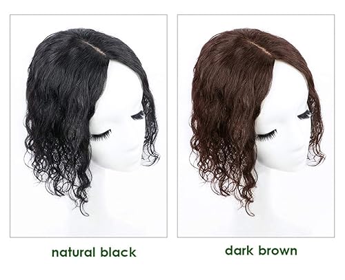 Miniatura 5 de LXUE Peluca de cabello humano rizado para mujer, con cabello fino en la parte superior, base de seda de 5 x 5.5 pulgadas, parte media de 8 pulgadas,