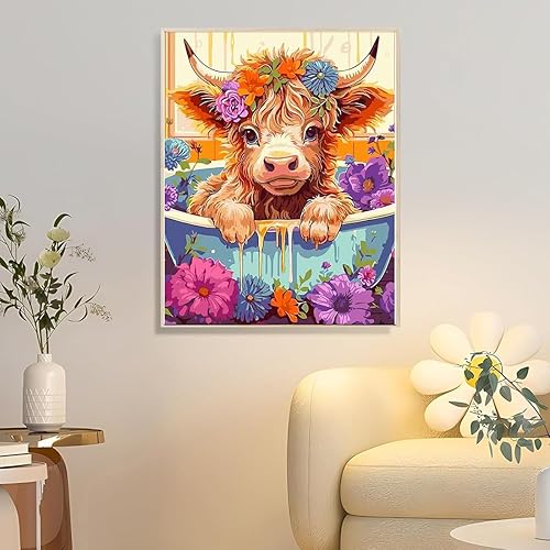 Miniatura 3 de SOTYIOO Kits de arte de diamantes para adultos. Kits de pintura de diamantes para adultos, bañera, toro, taladro completo, arte de gemas redondas,