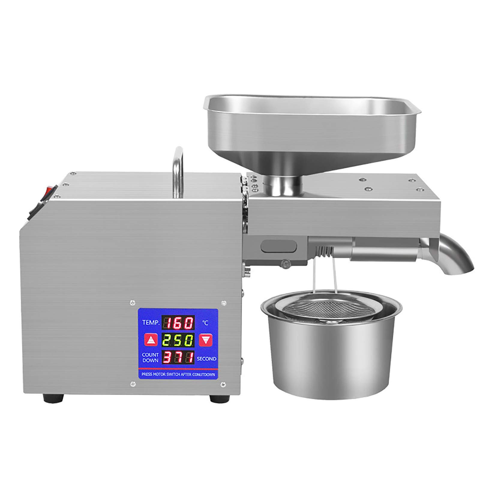 MYUYEE Automatic Oil Press Machine, Intelligent Temperature Control Oil Press, Stainless Steel, 24H Continuous Work, For Peanut/Walnut Kernel