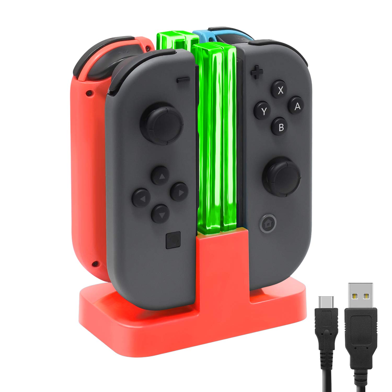 FASTSNAIL Switch Controller Charger for Nintendo Switch for JoyCons - Red