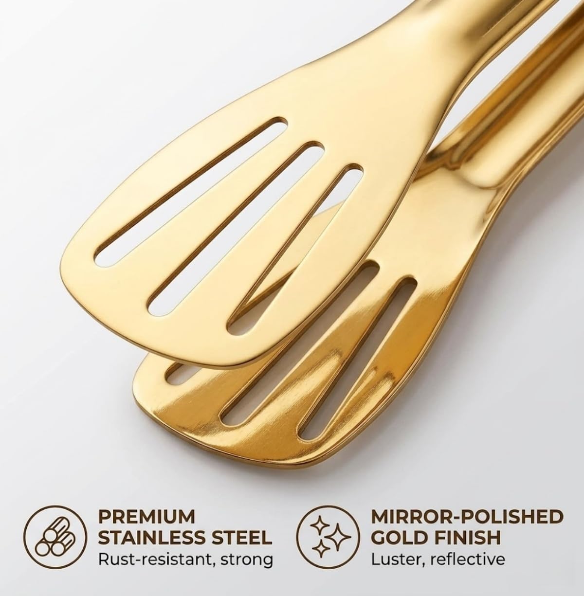 Gold Serving Tongs - 6 Pack Stainless Steel -2 Gold Serving Tongs - 6 Pack Stainless Steel -2
