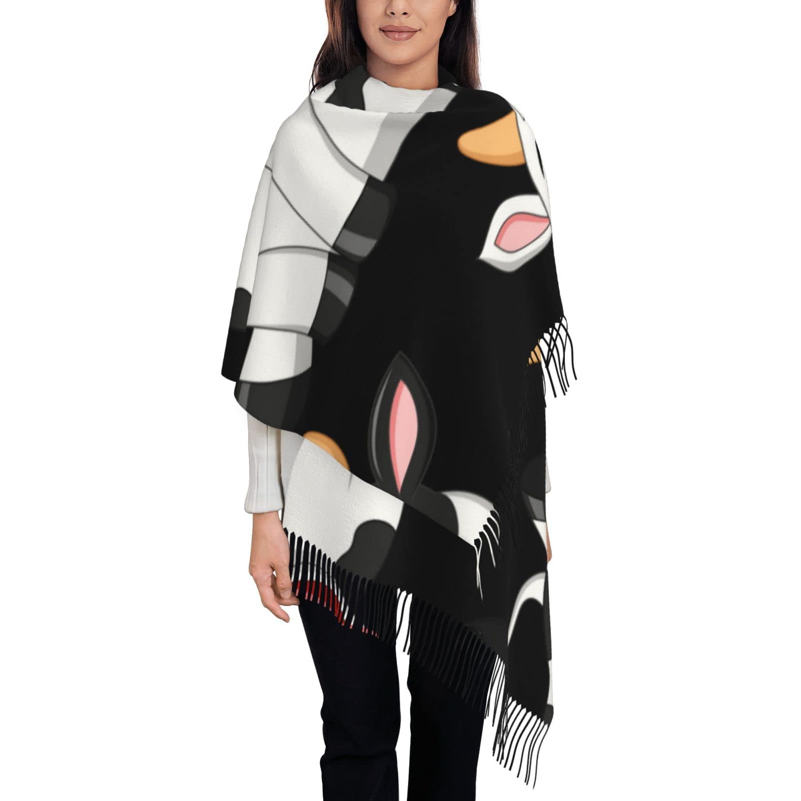 ASEELO Dairy Cow Women Scarves Winter Long Soft Warm Wraps Wool Tassel Shawl Stole Scarf Ladies