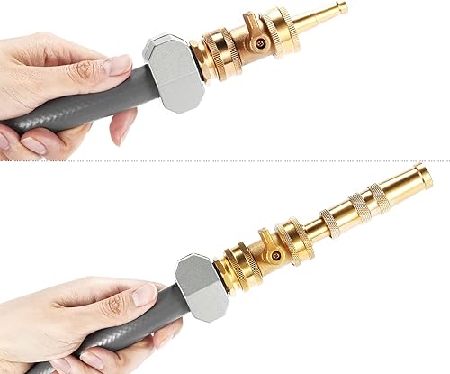 Miniatura 6 de Boquilla de manguera de giro ajustable resistente de latón macizo Boquilla barredora de chorro