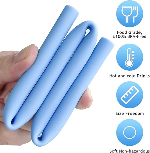 Miniatura 3 de 6 popotes de repuesto y cubiertas para popotes Stanley de 30 y 40 onzas, popotes de silicona reutilizables de 0.394 pulgadas con adornos para