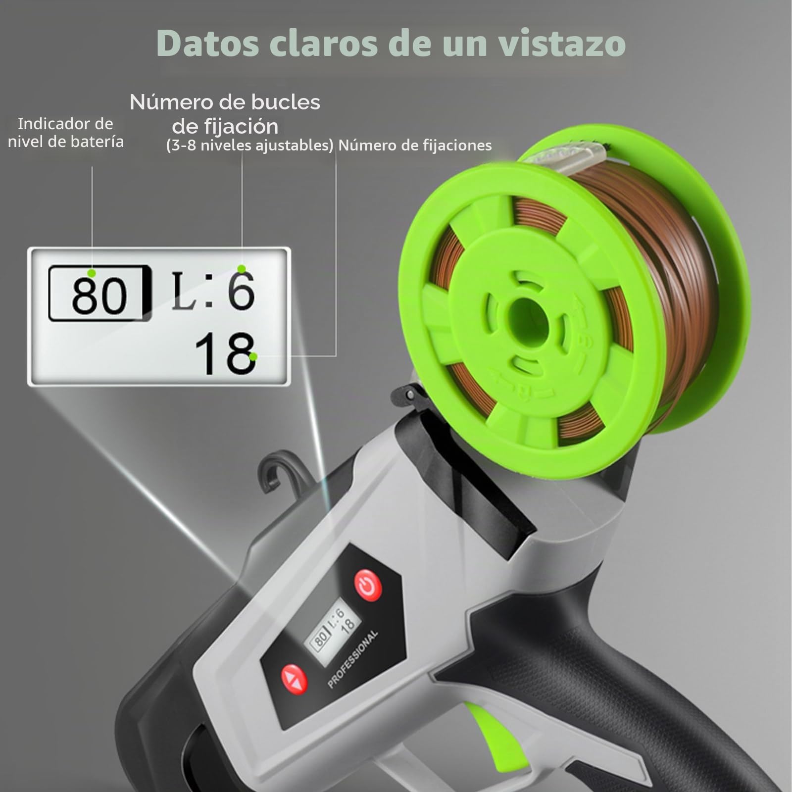 SHAHRYAR Atadora De Plantas Portátil, Eléctrica, Diámetro Máximo De Flejado: 25 Mm, Ajuste De Anilla De 6 Velocidades, para Jardinería, Agricultura Y Viñas.