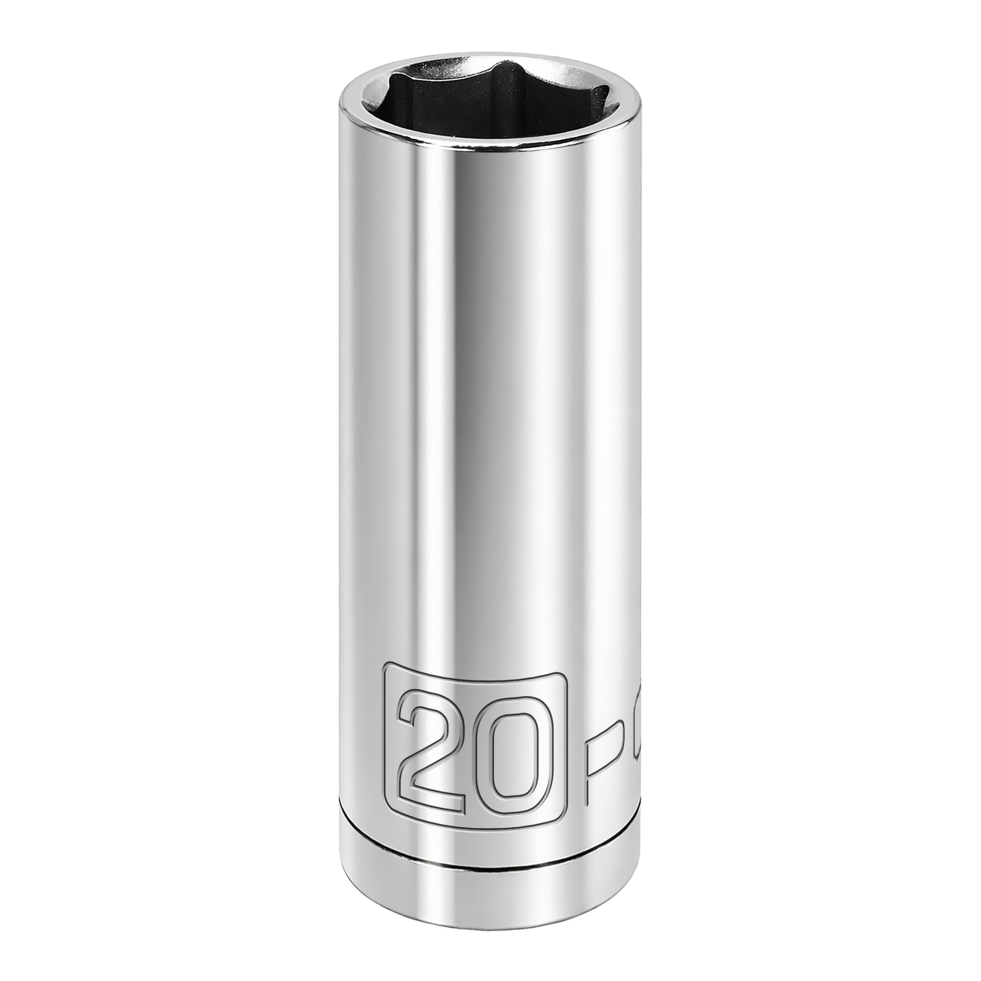 Powerbuilt 1/2 Inch Drive x 20mm Metric Deep Socket, 6 Point, Chrome-Vanadium made, Size Marking - 642214