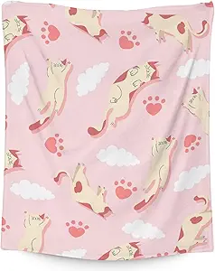 Cat Blanket Gifts - 40"x50" Cute Throw for Kids & Adults - Pink Soft Fuzzy Blankets for Bed, Couch & Living Room