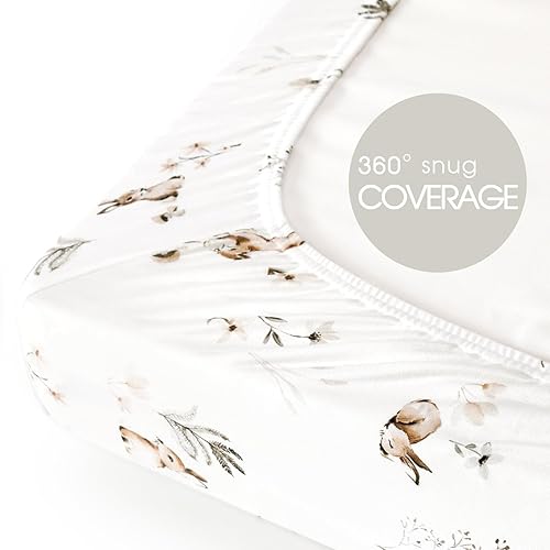 Vista 42 de GRSSDER Juego de 2 sábanas elásticas ultra suaves para moisés, ajuste universal para moisés, cesta de moisés, colchón rectangular ovalado, seguro