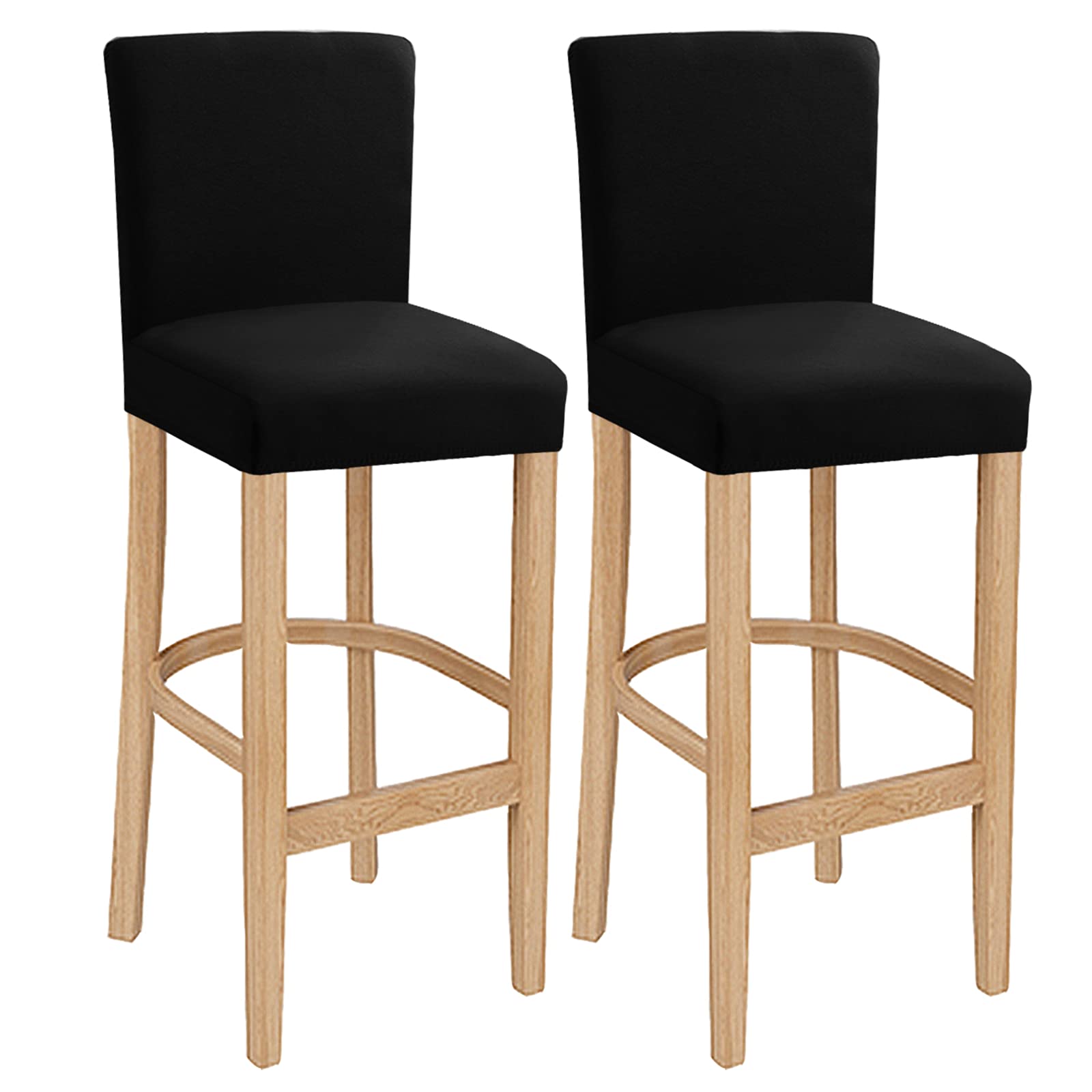 Housses de chaise de bar noir lot de 2 amovibles et lavables