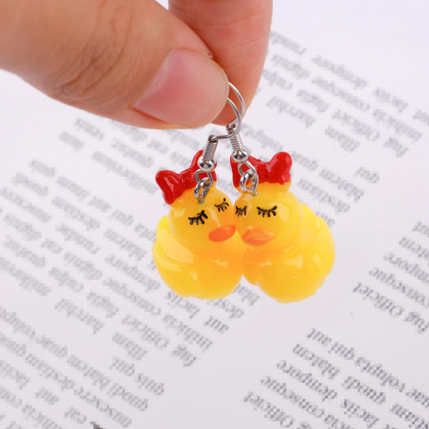 Cute Duck Earrings, Acrylic Yellow Duck Earrings Dangle Drop Unique Cartoon Animal-Inspired Jewelry Funny Yellow Duckling Fashion Stuff Fun Accessories Jewelry Gift for Women - Image 4