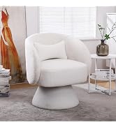 360 Degree Swivel Chenille Accent Chair Set, Mid Century Modern Charcoal Black Barrel Chairs for Living Room & Bedroom