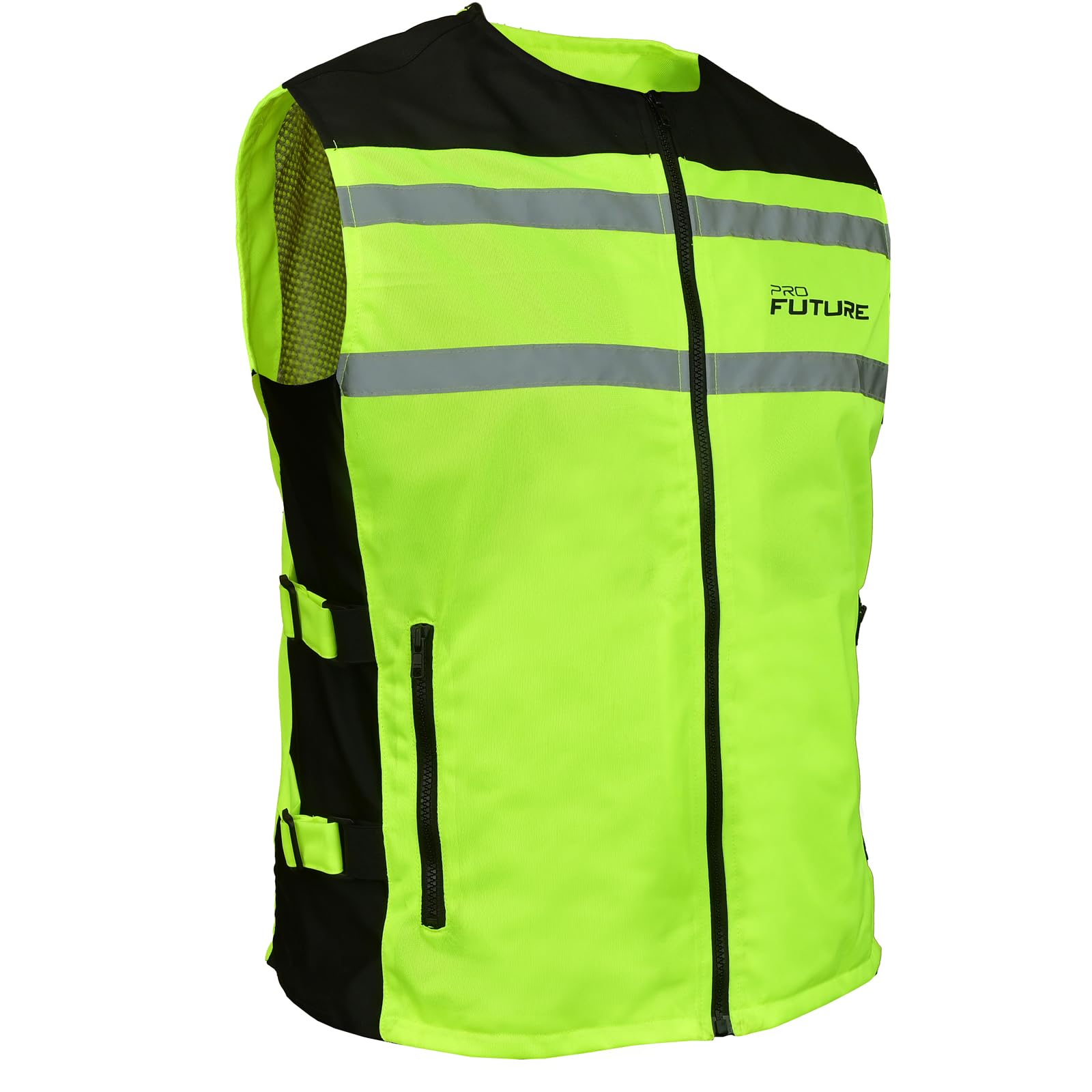 Nuovo Uomo Gilet Alta Visibilità Catarifrangente Fluo Sicurezza Moto Auto Bici Fluo