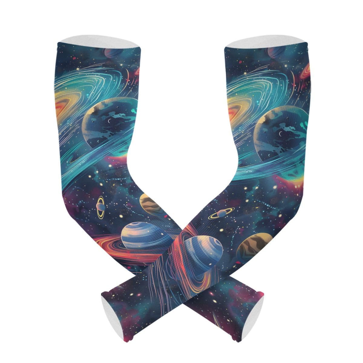 Cooling Arm Sleeves for Men Women UV Sun Protection Arm Covers Cosmos Space Compression Sleeves Sports Football Golf Cycling