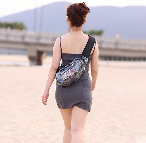 Miniatura 2 de AROUVOG Bolsa de hombro transparente, aprobada por el estadio, mini mochila cruzada de PVC, mochila de pecho transparente casual para mujeres y