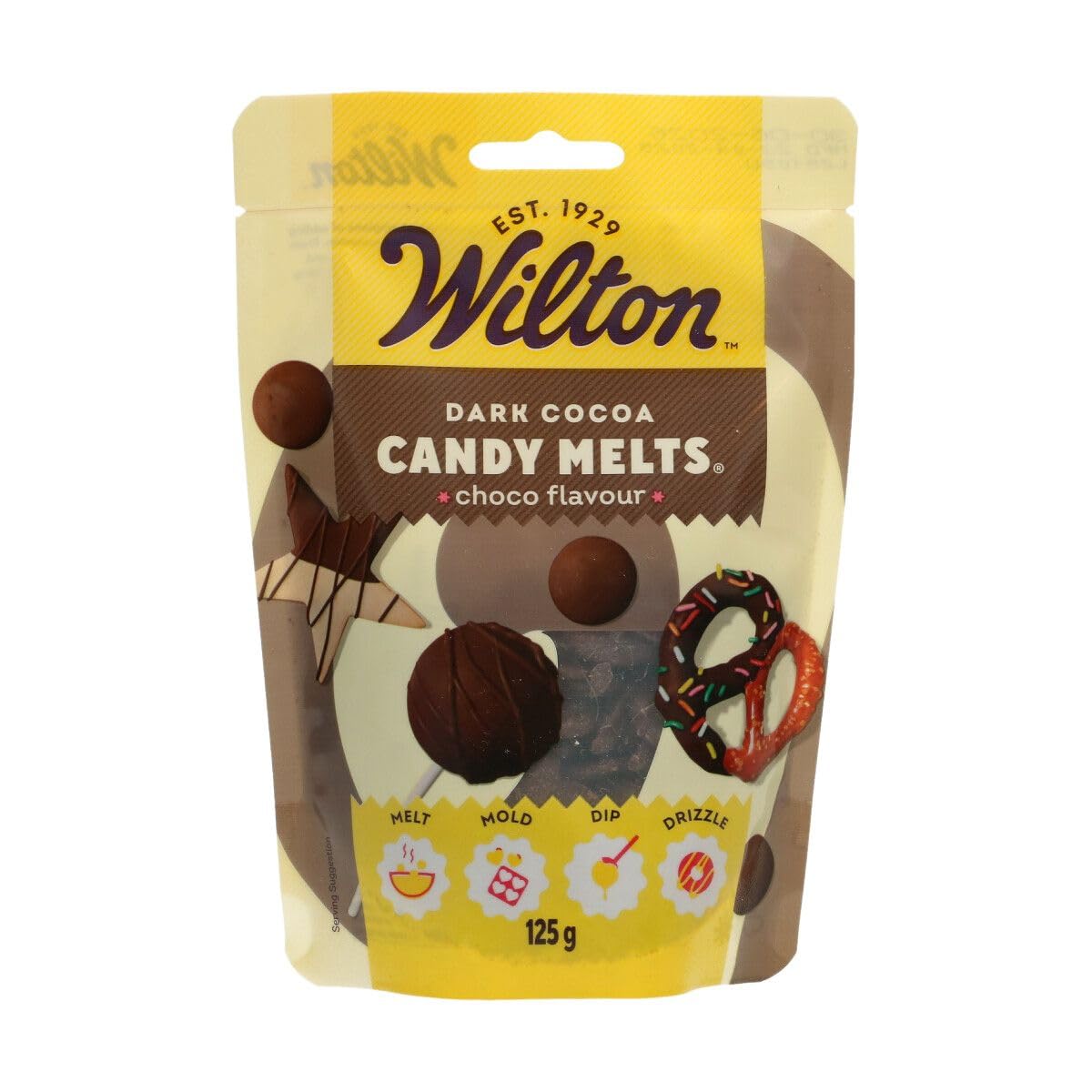 Wilton Candy Melts Dark Cocoa: Melting Candy with Chocolate Flavour for Molding, Dipping and Decorating, Optimal for Cake Pops, Candies, Cakes and Coating Treats - 125 g
