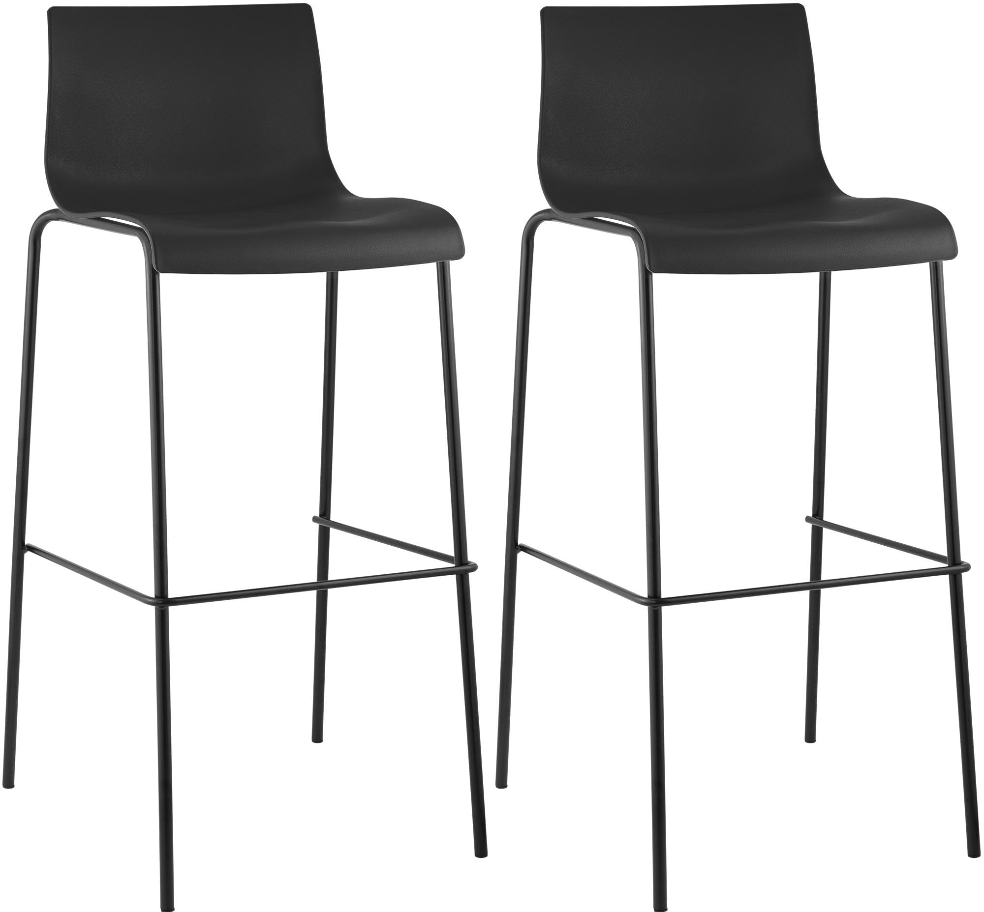 CLP 2er Set Barhocker Hover, ergonomisch mit Rückenlehne und Fußablage, Kunststoffsitz, Robustes Metallgestell, stapelbare Tresenhocker Farbe schwarz Gestell Farbe schwarz
