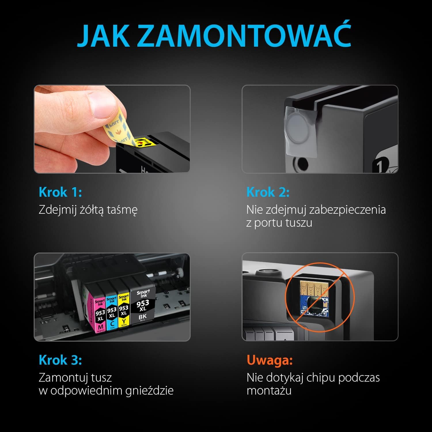 Smart Ink Kompatybilne wkład atramentowy jako zamiennik do HP 953XL 953 XL (czteropak) z Zaawansowaną Technologią Chipu do użytku z Officejet Pro 7720 7730 7740 8210 8218 8710 8715 8718 8720 8725 8728