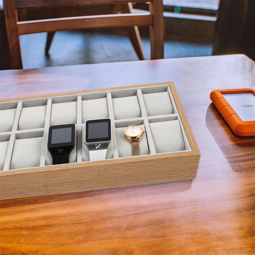 Watch Display Box 12 Grid Wristwatch Storage Case Organizer Holder with Pillow