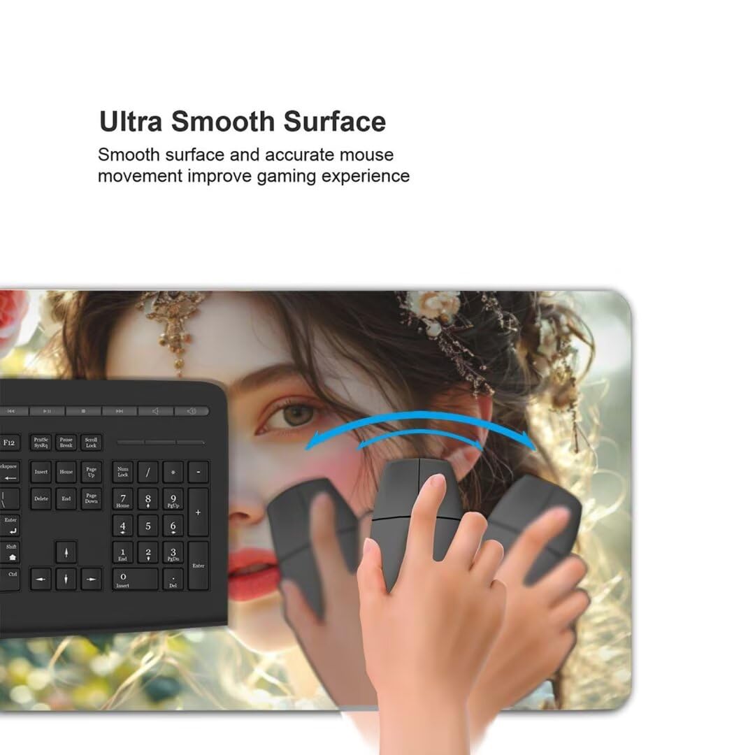 Alfombrilla Ratón, Alfombrilla Raton Gaming XXL 1500 x 800 x 3 mm Alfombrilla Escritorio, Mouse Pad con Base Antideslizante y Bordes Cosidos, para Gaming en Casa Alfombrilla Raton Mujer Rosa Y-1595