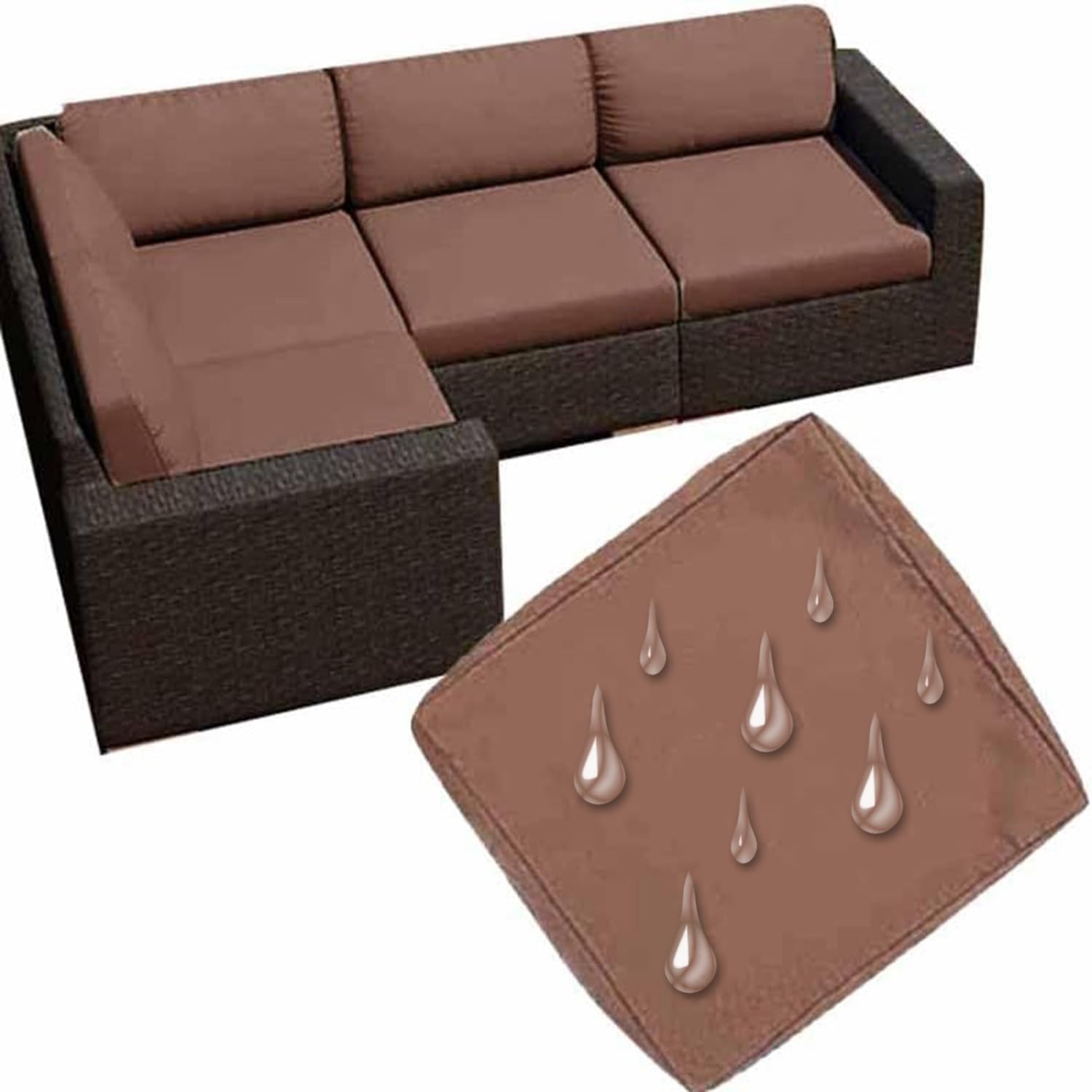 Uwobtn Color 7 Replacement Outdoor Cushion Covers Waterproof, 50X50 60X60 Garden Sofa Seat Cushion Slipcover With Zipper, Removable Patio Cushion Covers For Indoor Outdoor Rattan Furnitur(,60X55x10cm)