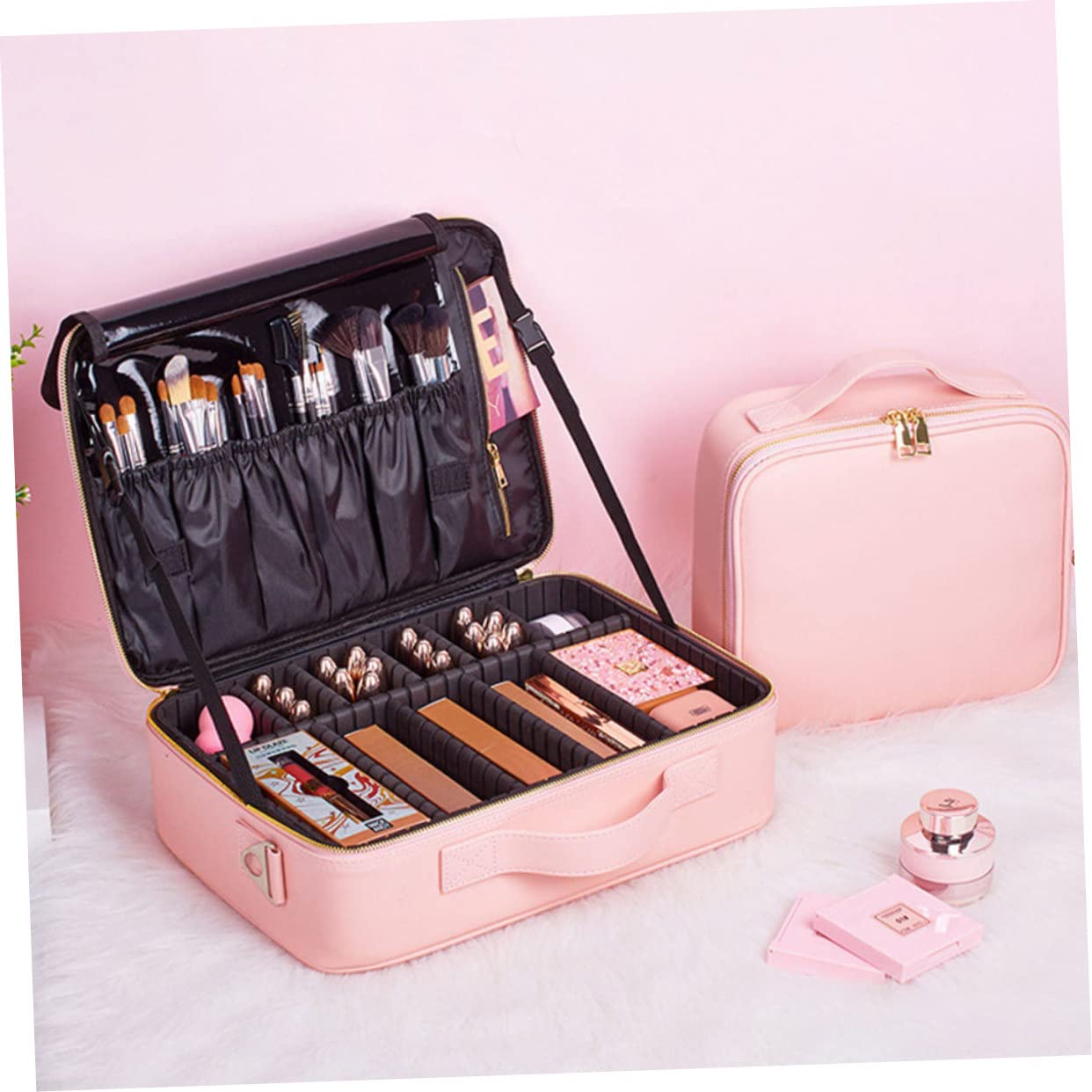Bolsa De Cosméticos Organizador De Almacenamiento Neceseres De Maquillaje Portátil Bolsa De Aseo De Viaje Grande con Compartimentos