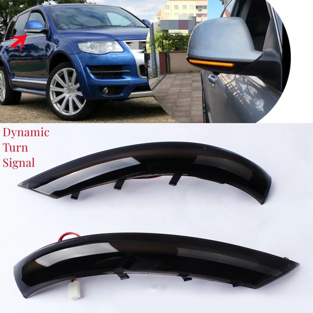 SKINII Luces Giro Intermitente Luz LED Señal Giro Dinámica Coche Indicador Espejo Lateral Lámpara Intermitente para VW para Touareg I para MK1 7L Facelift 2007-2010 Indicador Led Luces
