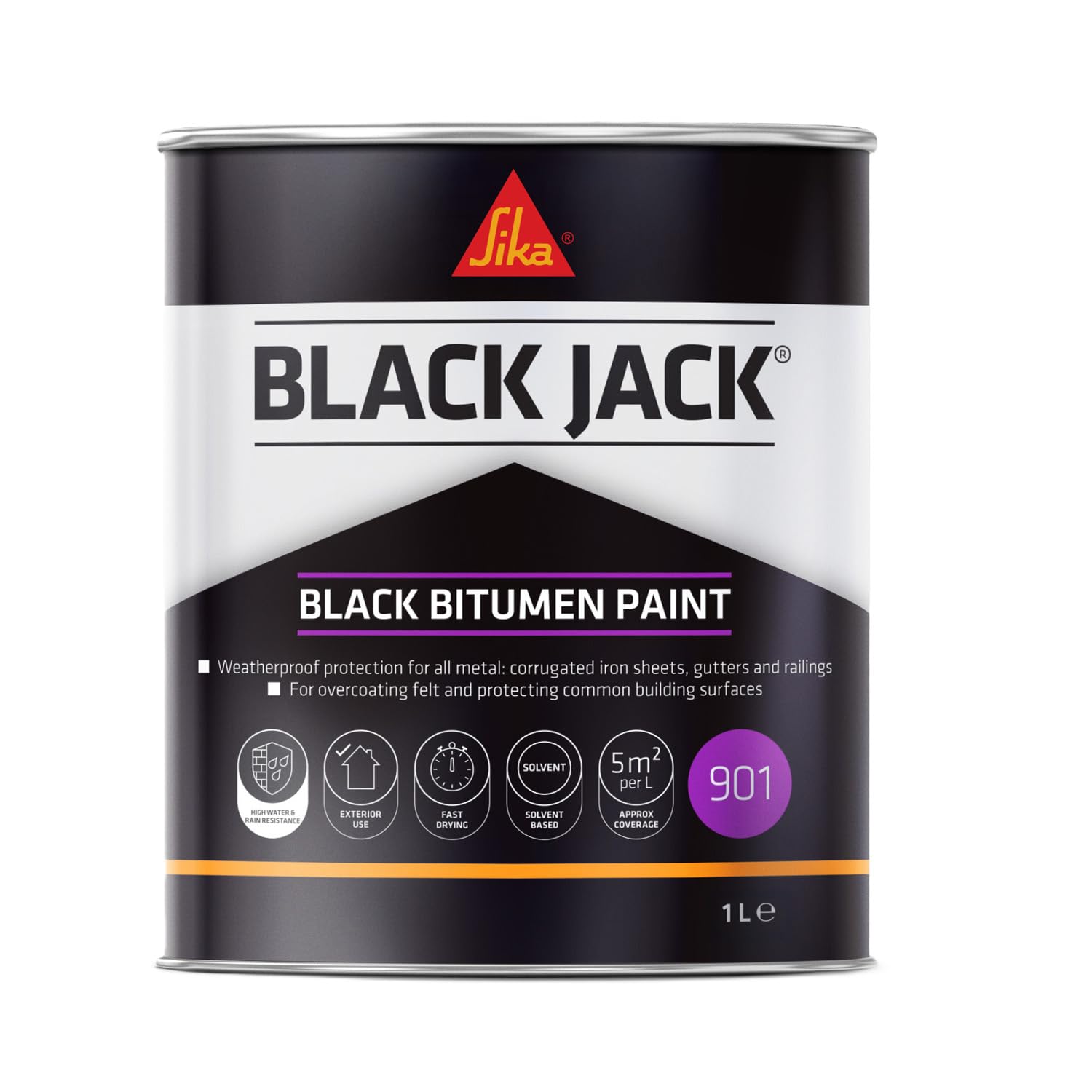 Everbuild Black Jack 901 Bitumen Paint – Solvent Based – Black – 1 Litre