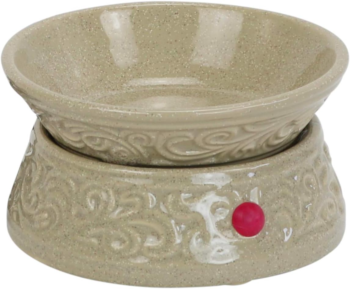 Iconikal 2-in-1 Ceramic Scented Candle and Wax Tart Melt Warmer, Beige Scrollwork