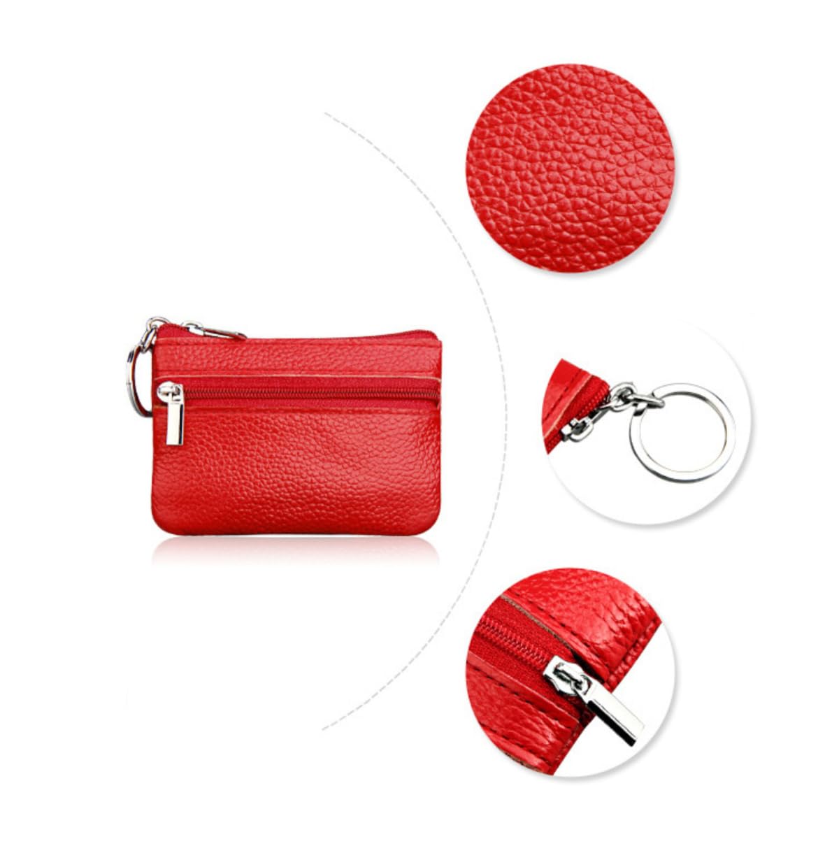 Porte-clés En Cuir Avec 6 Anneaux Et Poche Carte - étui Pour Clés De Voiture, Homme/femme, Rouge