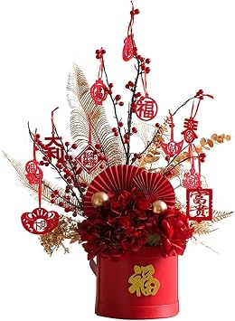Statues Artificial Simulation Berry Branch Light Luxury Blessing Barrel Living Room Dining Table Decoration for Living Room Office Home Decorative Ornaments