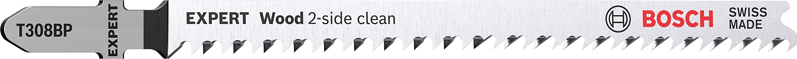 Bosch Professional 5x Expert ‘Wood 2-Side Clean’ T 308 BP Jigsaw Blade (for Plywood, Solid wood furniture board, Length 117 mm, Accessories Jigsaw)