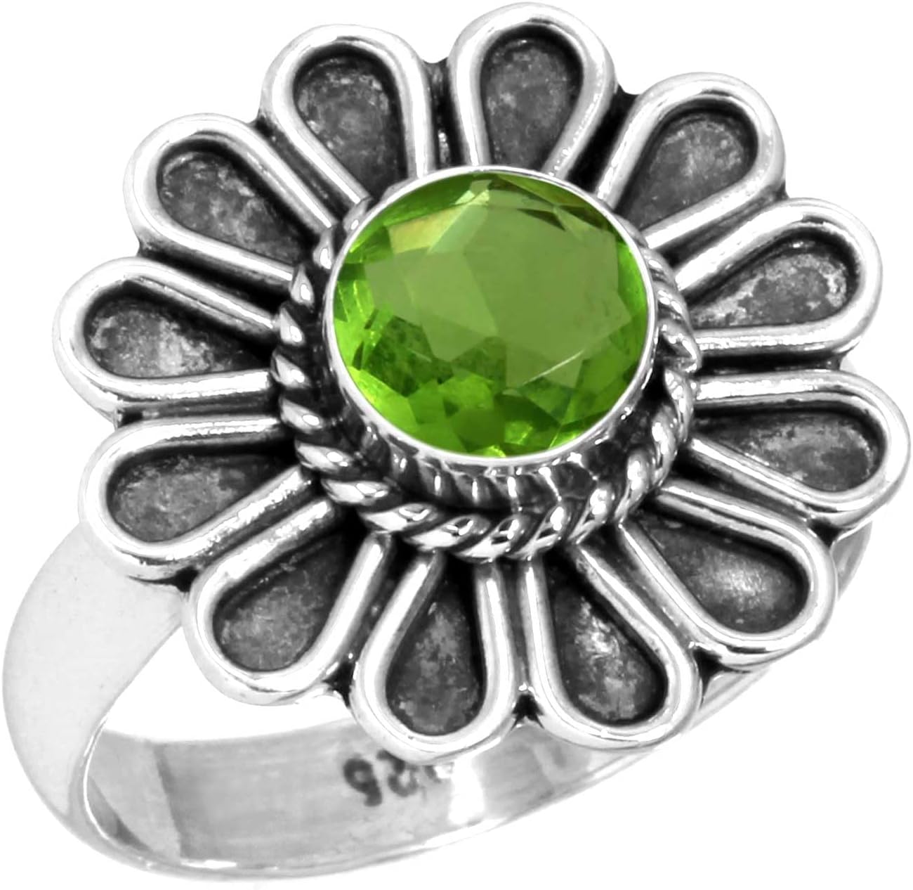 Handmade Genuine 925 Sterling Silver Ring Natural Gemstone Moonstone, Onyx, Amethyst, Pearl Round Boho Jewelry For Women