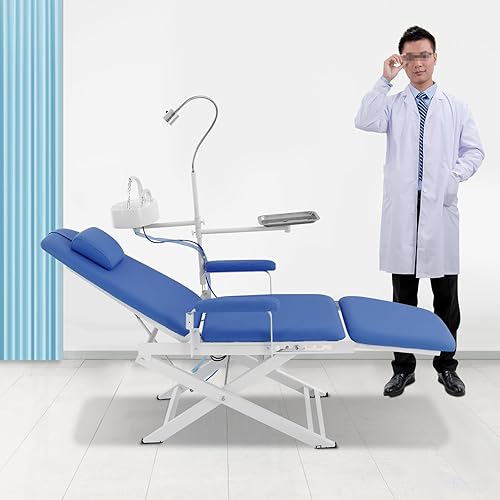 Miniatura 9 de Silla dental plegable portátil con luz LED, brazo giratorio de 360, silla de oficina dental ajustable para oficina dental en casa, spa de belleza,