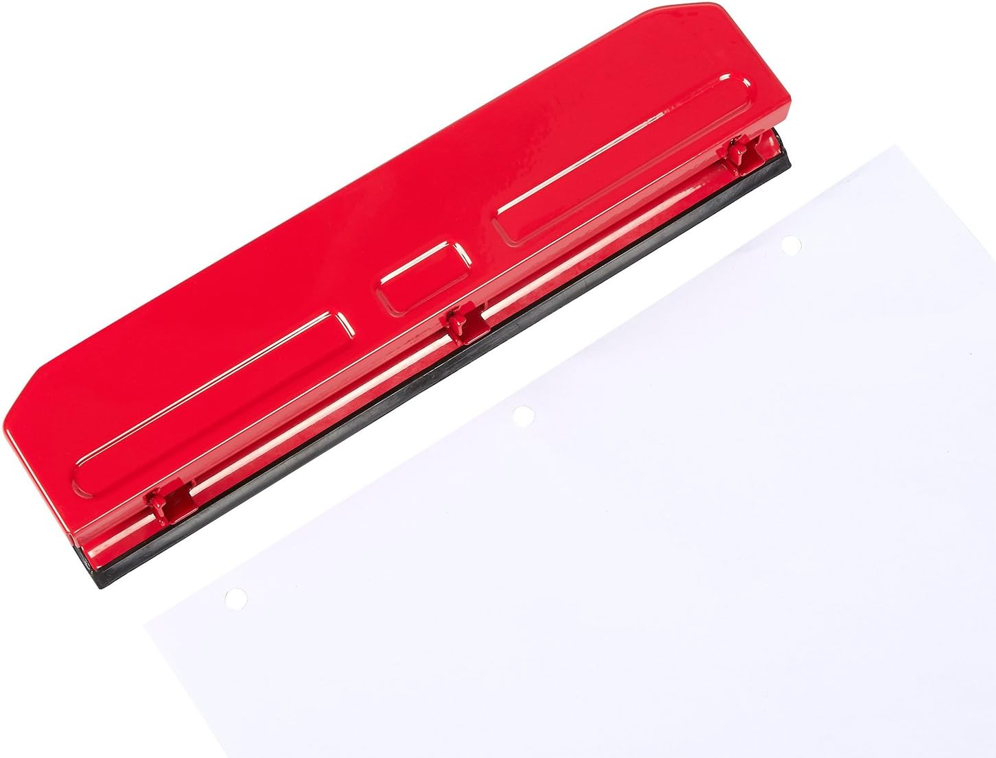 Three Hole Punch - 3 Hole Punches - Three Ring Hole Punch, Red, 10.5 x 1.6 x 2.1 Inches