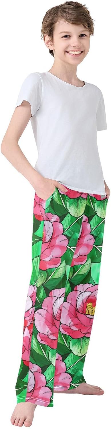J JOYSAY Camellia Foliage Artwork Pajamas Pants Soft Long Pajama Bottoms Lounge Sleep Pants Size S-XL