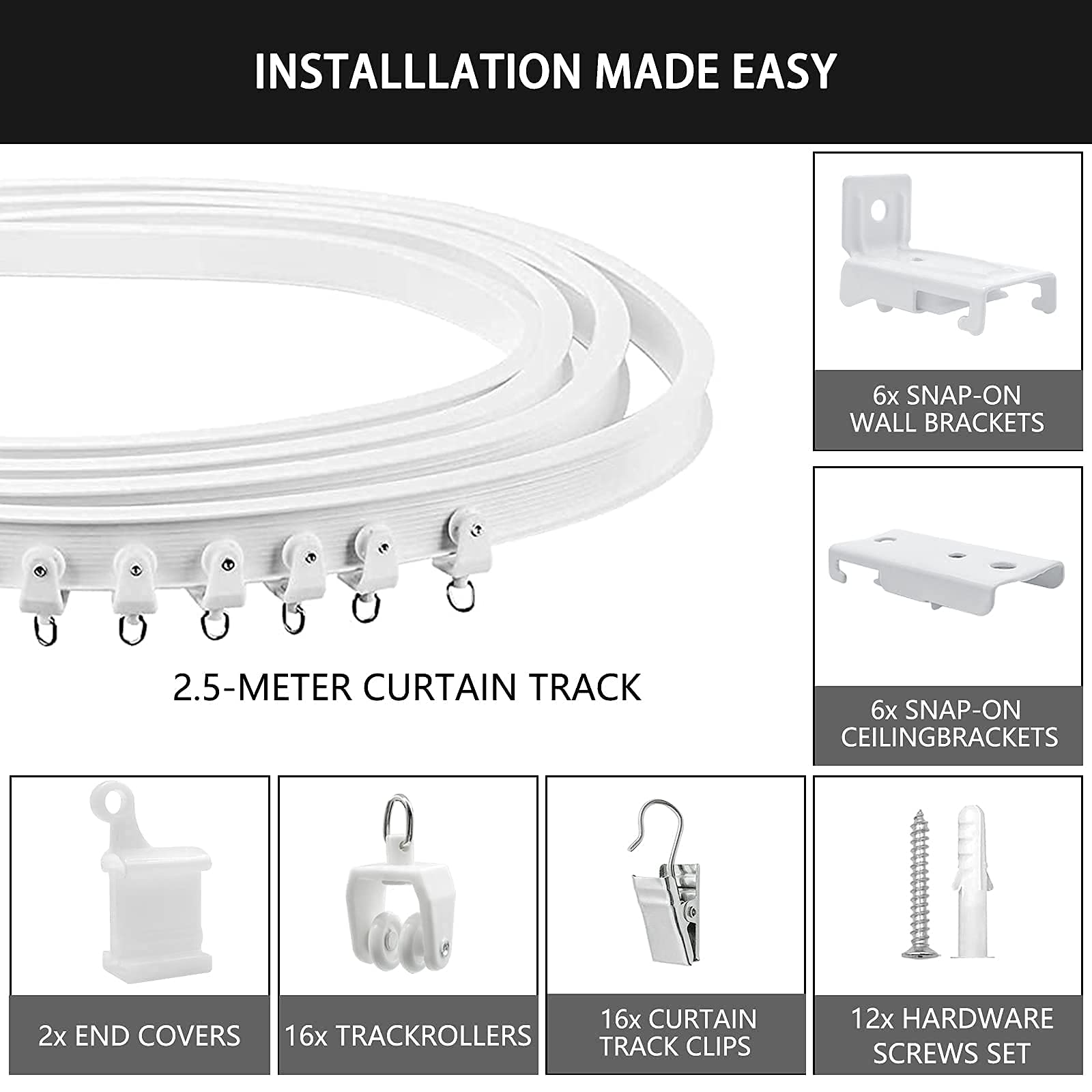 Ceiling Curtain Track, Flexible Bendable Ceiling Curtain Track 8Ft/2