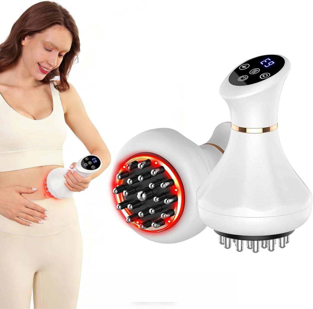 HANNEA® Electric Body Massager with Multi-Node Massage Head, 9 Level Switchable, EMS Micro Current Heating Massager for Neck, Back, Shoulder, Muscles, Stress Relief, Lymphatic Drainage, 9x15cm