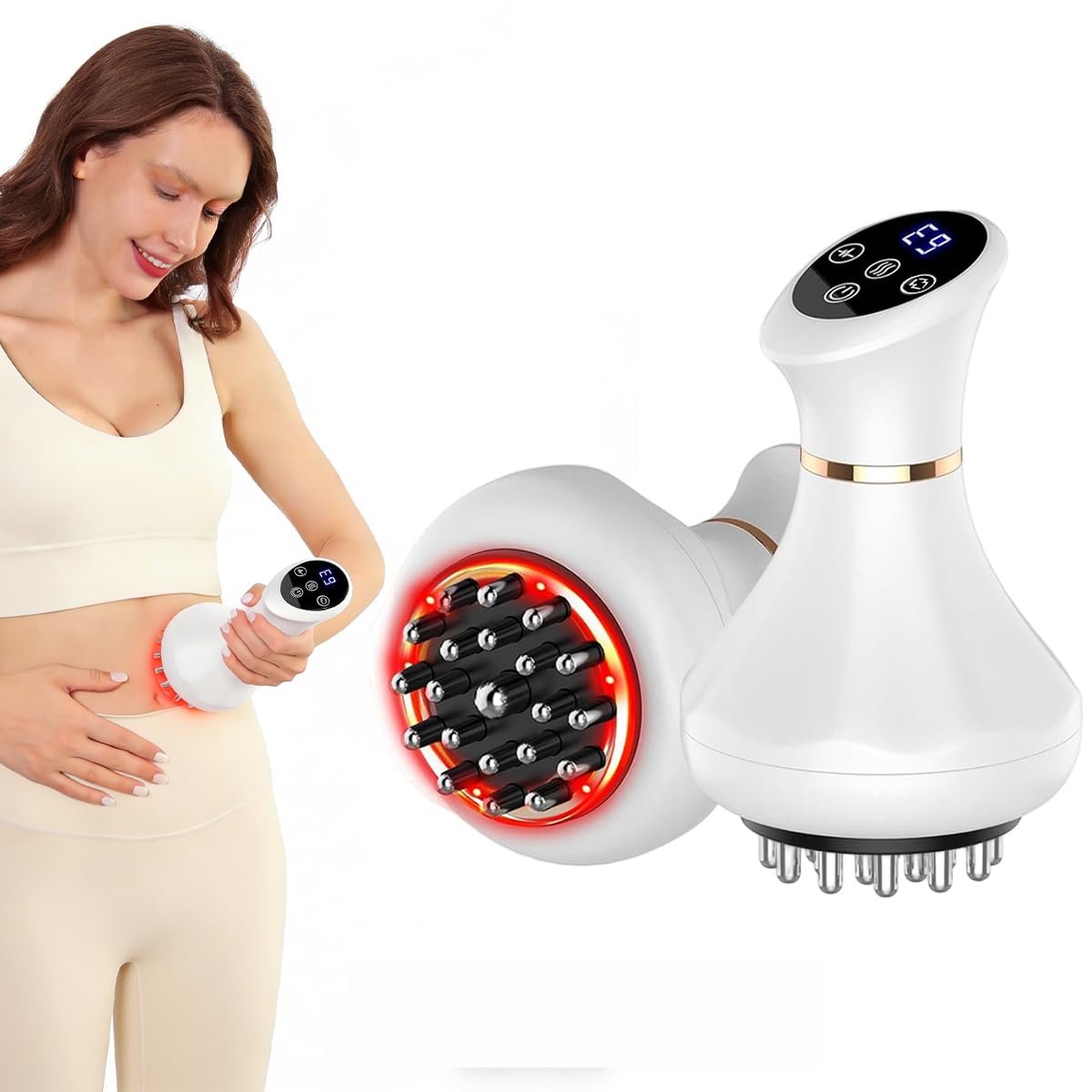 Electric Body Massager with Multi-Node Massage Head, 9 Level Switchable, EMS Micro Current Heating Massager for Neck, Back, Shoulder, Muscles, Stress Relief, Lymphatic Drainage, 9x15cm-image-13