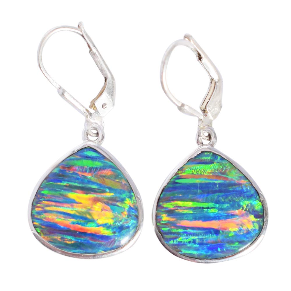 Pendientes gitanos de ópalo azul verde y rojo para looks boho chic