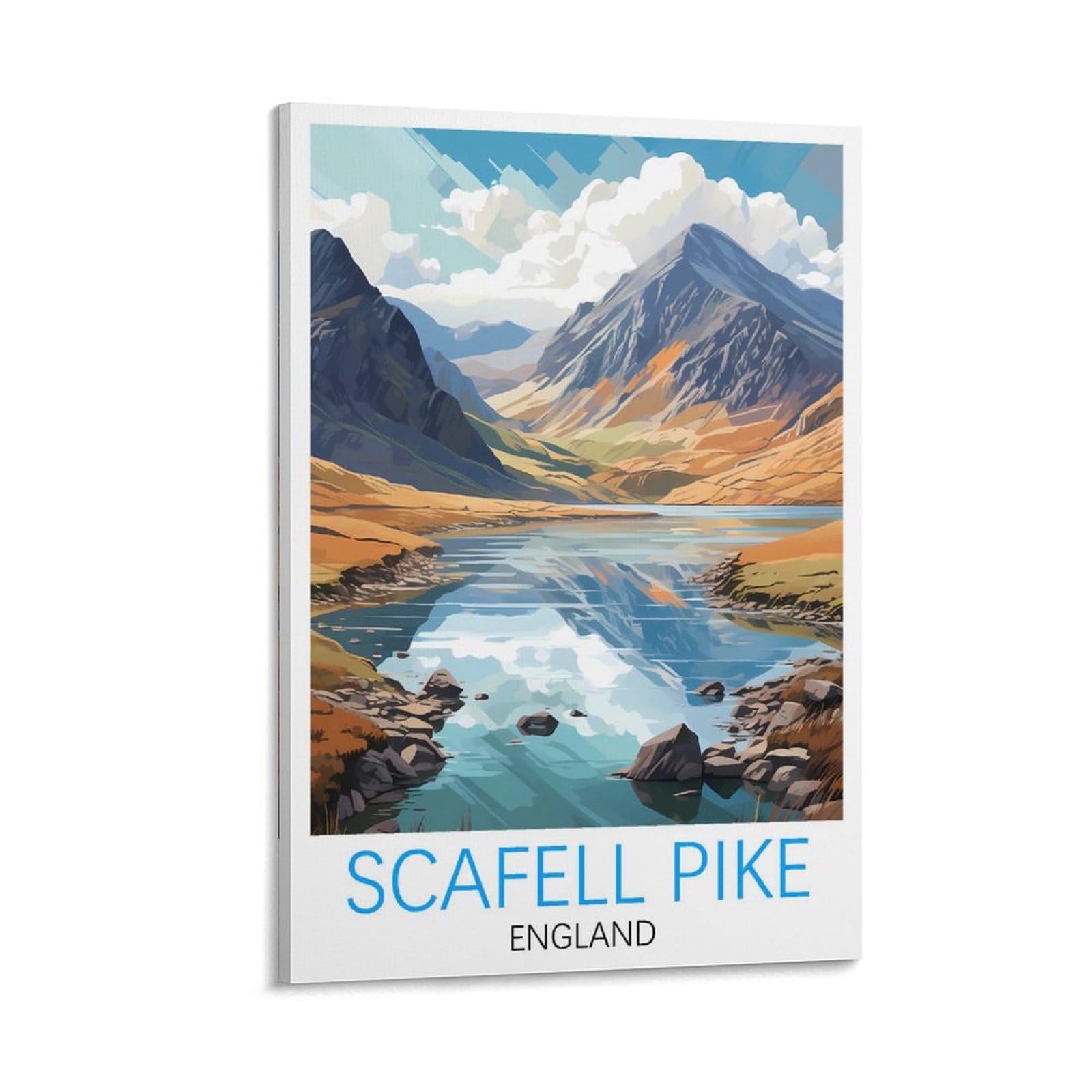 Orbana Frame-Style Scafell Pike England Vintage Travel Poster 12X18inch(30X45cm) Canvas Print For Living Room, Bedroom, Dorm, Home, Office Wall Decoration