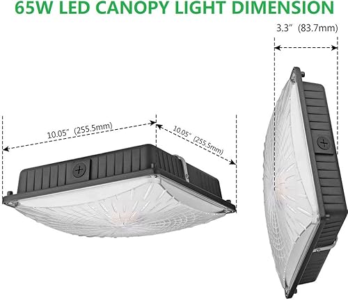 Miniatura 2 de 1000LED Paquete de 4 luces LED para toldo, 65 W, lámparas de techo de 8000 lúmenes, luz diurna 5000 K, reemplazo HIDHPS de 250 W, estación de