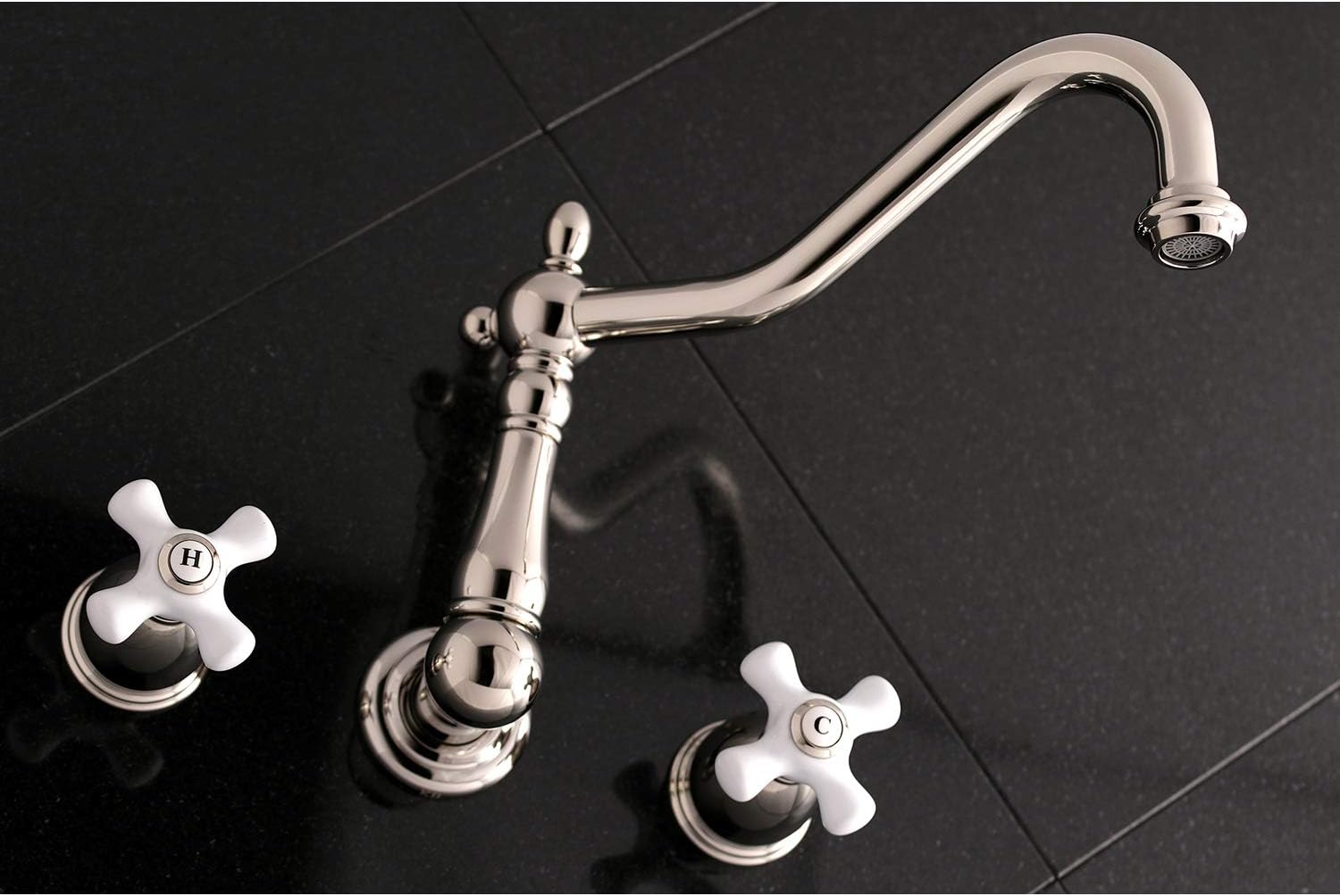 Kingston Brass KS1026PX Heritage Wall Mount Roman Tub Faucet, Polished Nickel