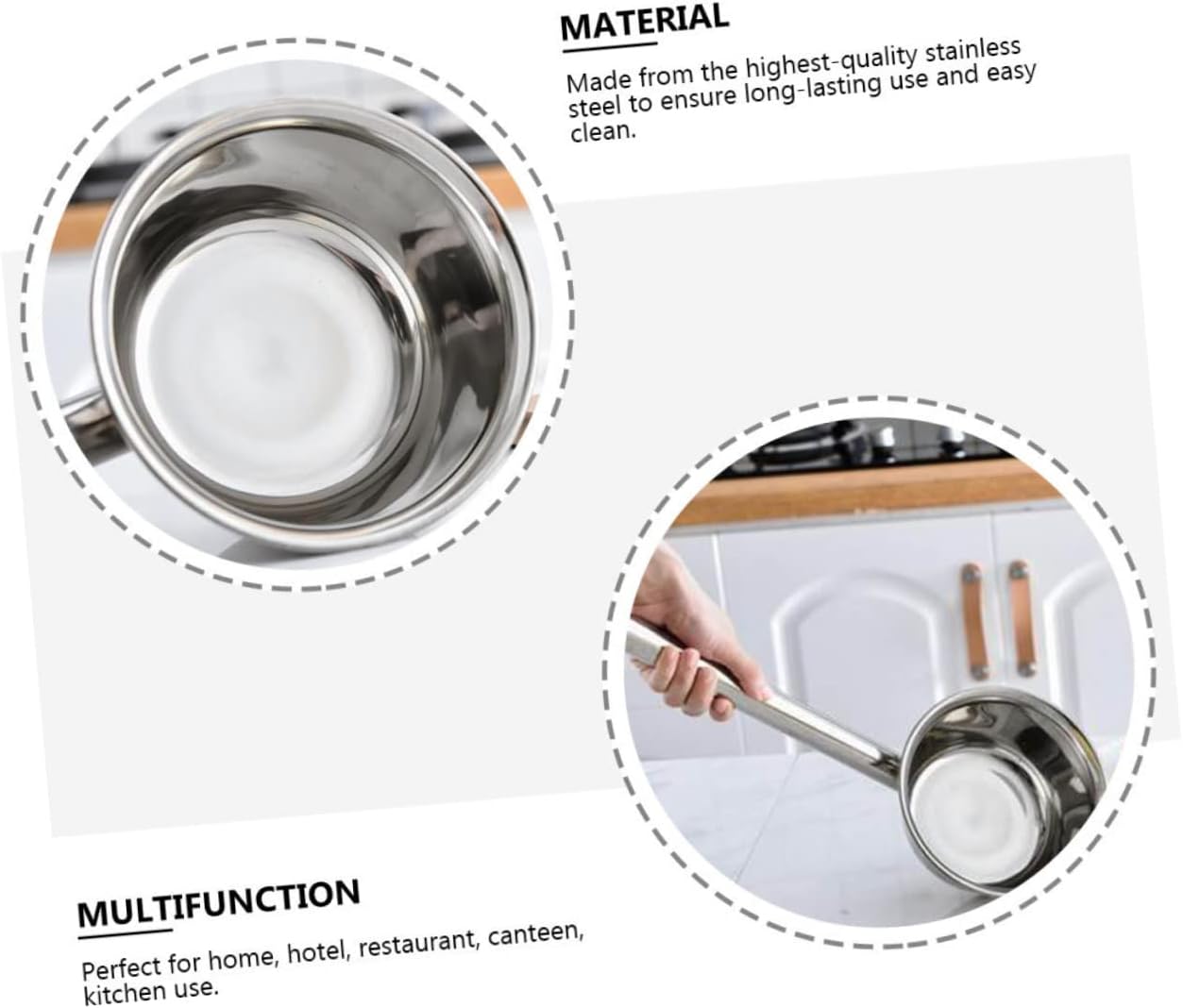 Long Handle Ladle for Kitchen Stainless Steel Water Scoop Cup Multi-functional Scoop