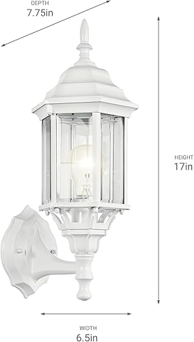 Miniatura 3 de Kichler Chesapeake - Lámpara de pared para exteriores de 17 pulgadas en color blanco, 1 luz exterior para porche, aplique de pared costero con