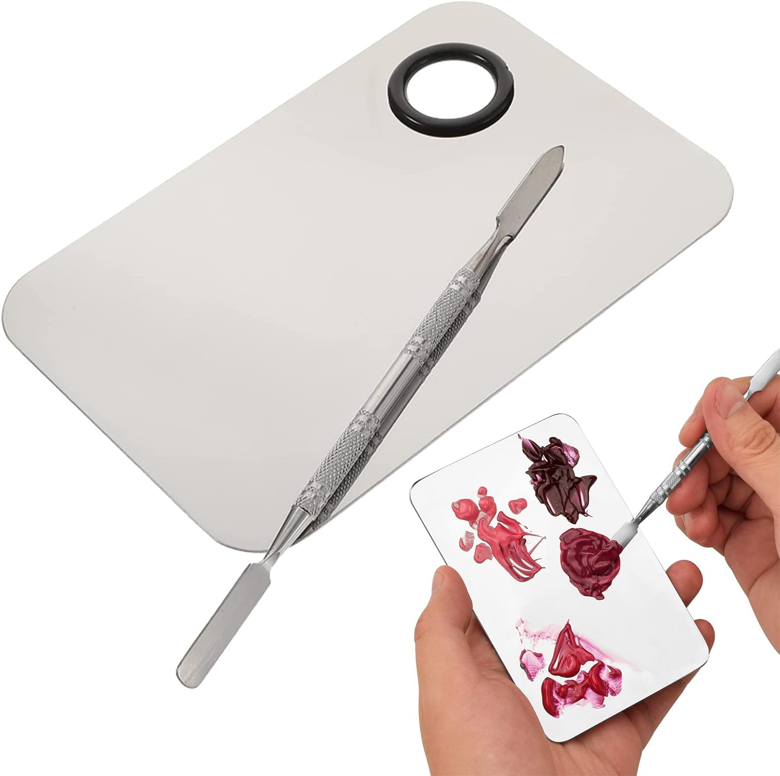 1pcs Makeup Mixing Palette,Makeup Spatula&Makeup Palette,Foundation Mixing Palette,Professional Cosmetic Makeup Palette with Stainless Steel Spatula Tool for Mixing Foundation Nail Art Makeup Tools