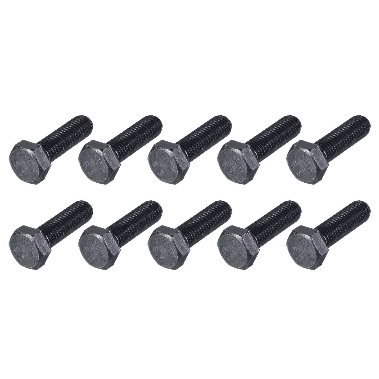 METALLIXITY Hex Bolts (M10-1.5x35mm) 15Pcs, 8.8 Grade Carbon Steel Fully Threaded Black Oxide